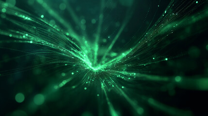 Fototapeta premium Green Particle Vortex – Futuristic Energy Stream Background
