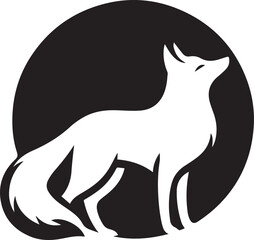 Elegant Black and White Wolf Silhouette Vector Illustration