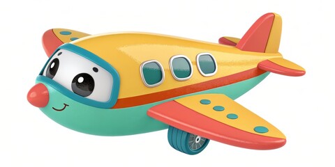 Cute Cartoon Airplane 3D Render, Airplane Illustration, Childrens Plane Airplane, Cartoon