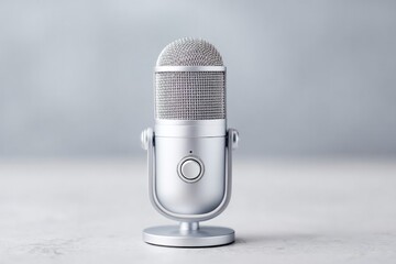 Stylish microphone on smooth surface, showcasing modern design a