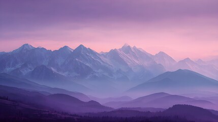Obraz premium Soft Focus Violet Mountain Range at Sunrise