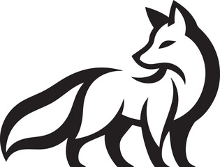 Elegant Black and White Wolf Silhouette Vector Illustration