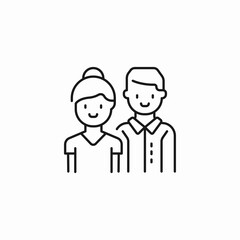 young couple smiling together icon sign vector