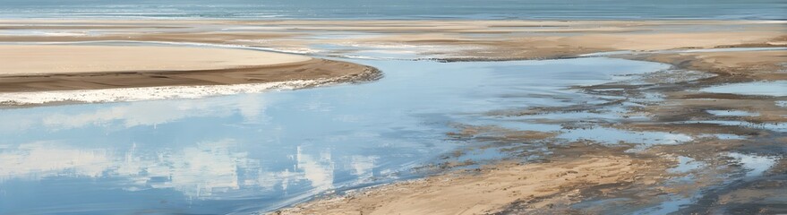 Obraz premium Soft Pastel Reflections in a Shallow Tidal Lagoon