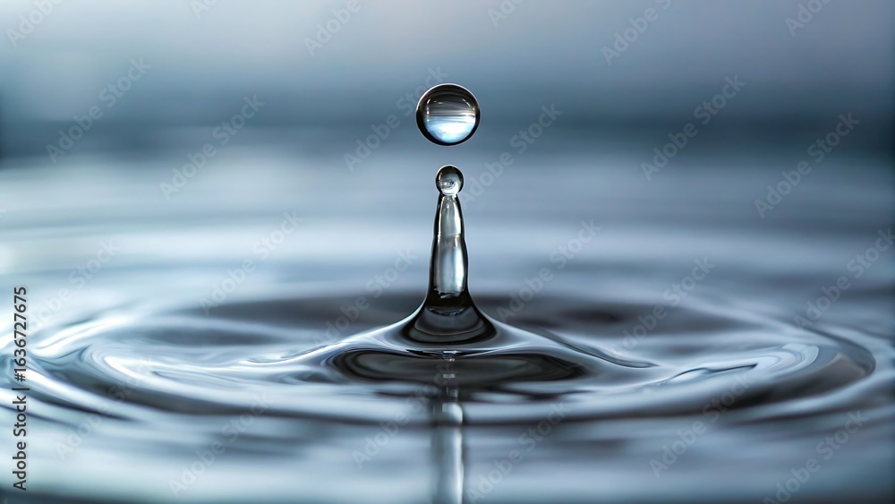 Poster a mesmerizing water drop collision captured in stunning detail, showcasing the intricate patterns an
