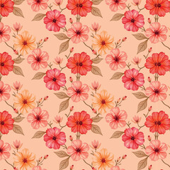 seamless pattern with pink flowers