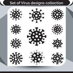 Black and White Virus Design Collection for Medical Use A Variety of Shapes and Sizes