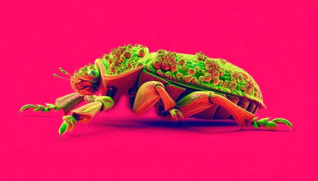 red and pink bug - Powered by Adobe