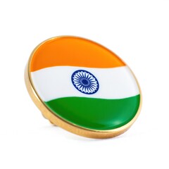 Indian flag design on a gold rimmed object