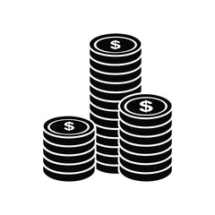 Stacks of coins penny cents silhouette vector art illustration
