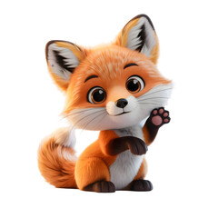 Obraz premium 3D Render of a Cute Baby Fox Waving