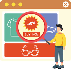 Big discount on online shopping illustration. check price online illustration