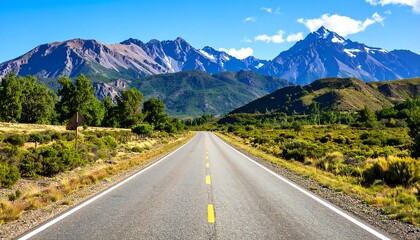 Naklejka premium Scenic highway leading to mountains
