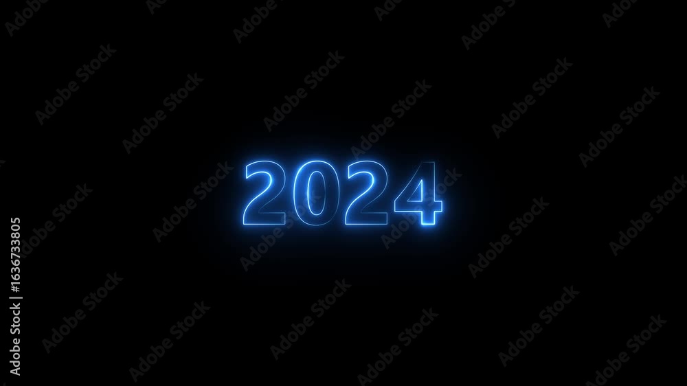 Poster 2022 neon text 4k motion video. abstract 2022 neon text animation, glowing neon number text isolated
