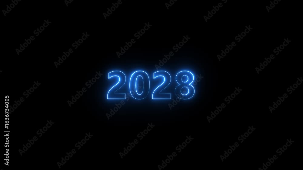 Poster 2022 neon text 4k motion video. abstract 2022 neon text animation, glowing neon number text isolated