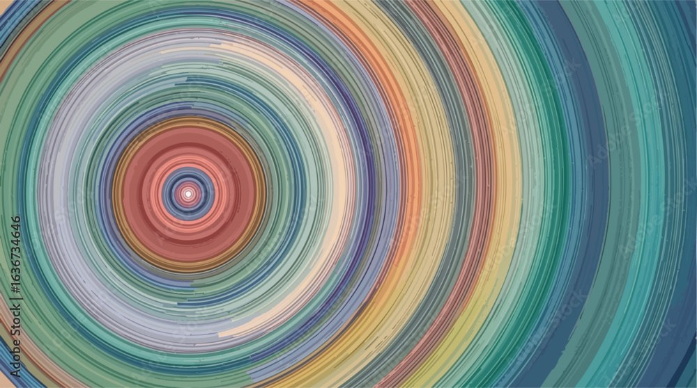 Poster concentric circles of color bands abstract background pattern.