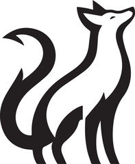 Elegant Black and White Wolf Silhouette Vector Illustration