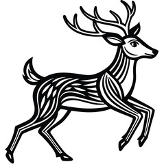 A silhouette vector illustration of a wild deer with antlers, perfect for a nature or Christmas-themed design