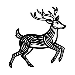 A vector illustration of a wild deer silhouette with impressive antlers, isolated on a white background