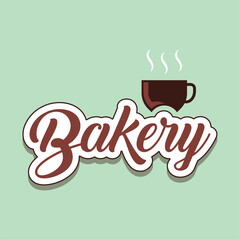 Bakery logo with coffee cup steam. Vector