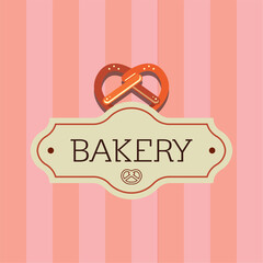 Bakery pretzel vintage label design. Vector