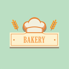 Bakery chef hat wheat logo. Vector