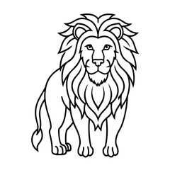 Wild predator vector illustration featuring a powerful lion head with a black silhouette and a fierce feline face drawing