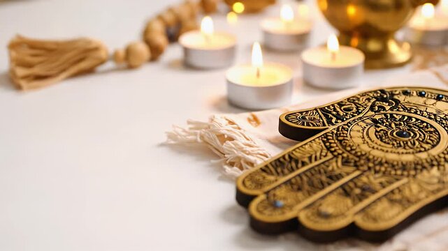 Hamsa hand decorated with golden design