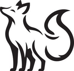 Elegant Black and White Wolf Silhouette Vector Illustration