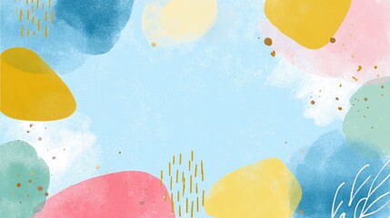 Abstract Watercolor Background with Colorful Blobs and Subtle Textures