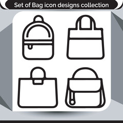 Diverse Bag Icon Set Chic Fashion and Utility Designs