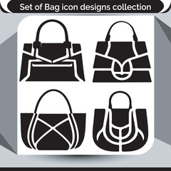 Elegant Bag Icon Set A Stylish Collection of Handbag Designs for Fashion and Accessories
