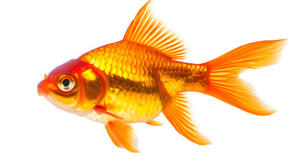 Fototapeta premium Vibrant Goldfish Swimming with Grace Against a Clear Backdrop Capturing the Essence of Aquatic Serenity in High Definition