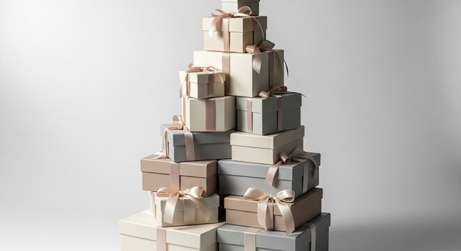 Stack of gift boxes isolated on white background
