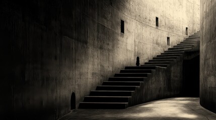 Obraz premium Dark Concrete Stairs in an Abstract Architectural Space