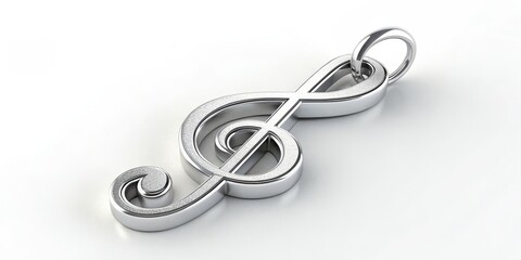Fototapeta premium Silver Treble Clef Charm 3D Render, Music Jewelry, pendant Music Jewelry, Charm Pendant