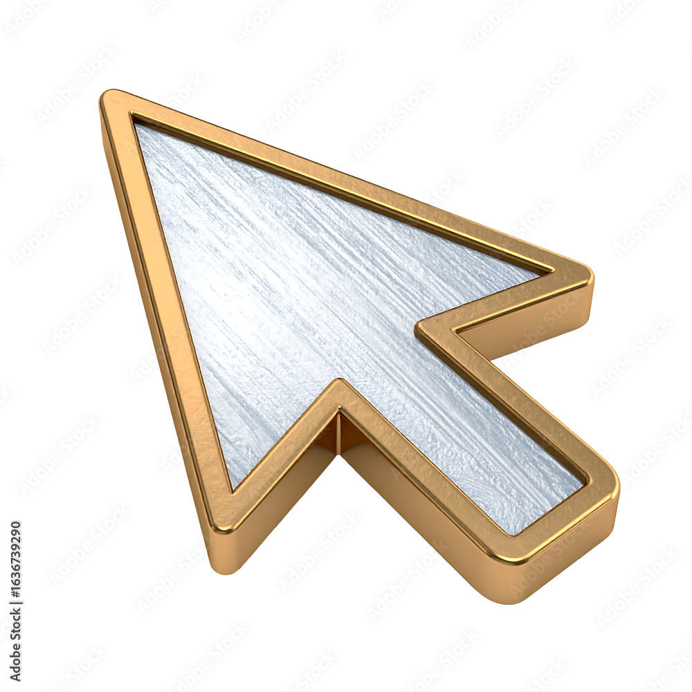 Poster golden arrow cursor icon isolated on transparent background