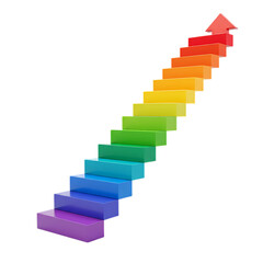 Fototapeta premium Rainbow Staircase: Colorful 3D Render of Ascending Steps