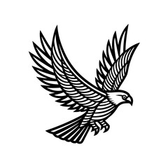 A beautiful vector silhouette of a dove with outspread wings, symbolizing peace and nature