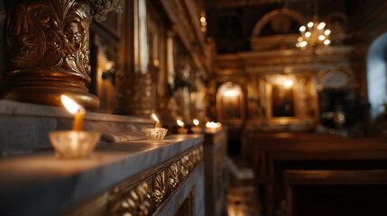 Obraz premium Candles in church.