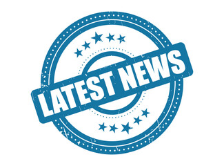 Latest News Blue Rubber Stamp with Star Border for Breaking Stories