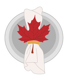 Thanksgiving, table setting, plate with napkin, vector