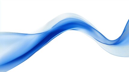 Abstract flowing blue wave design with smooth translucent lines on white background modern digital art