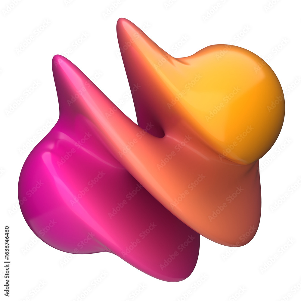 Poster dynamic 3d abstract object with smooth curves and a vibrant color gradient, illustrating a flowing c