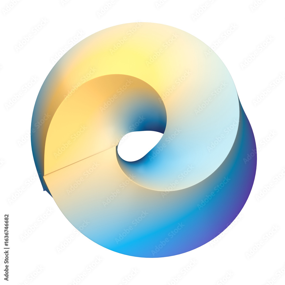 Poster futuristic 3d geometric form with a twisted loop design. abstract graphic element featuring a colorf