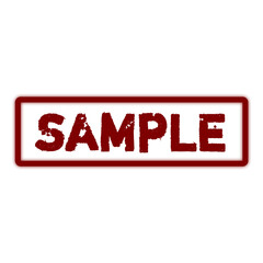 Red grunge sample stamp on Wight transparent background