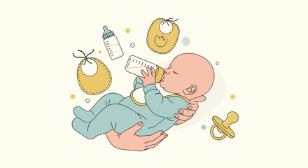 Loving Hands Provide Nourishment For A Sweet Baby With Bottle Feeding Time