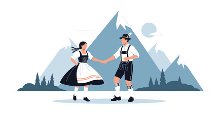 Oktoberfest Dancers In Traditional Bavarian Clothes Enjoying Festive Celebrations