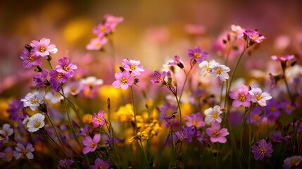 Obraz premium Vibrant Wildflower Field with Colorful Blooms in Soft Focus