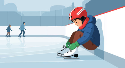 Obraz premium Preparing For Ice Skating Fun On the Frozen Rink Ready To Glide